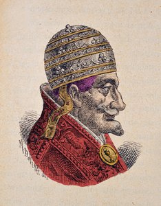 Portret van paus Innocentius XI (Innocenzo, Innocentius) (1676-1689), 1898 (gravure met latere inkleuring) door Italian School